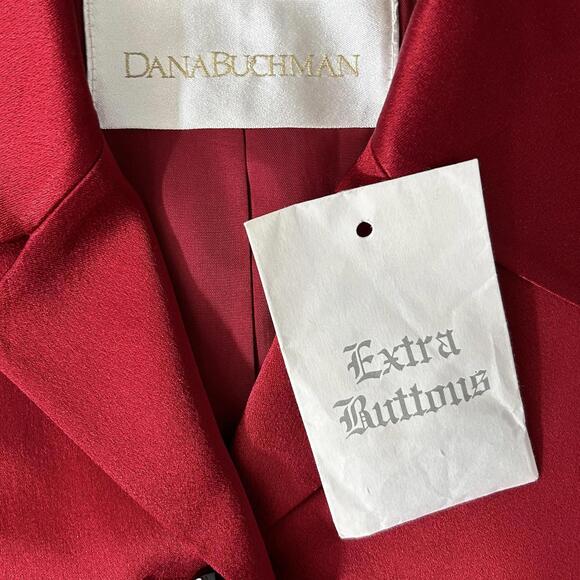DANA BUCHMAN Womens (8) Ruby Red Silky Satin Blazer Jacket Lined - Picture 9 of 9